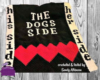 Dogs Side Afghan C2C Crochet Pattern, Written Row by Row, Color Counts, Instant Download, C2C Graph, C2C Pattern, Graphgan