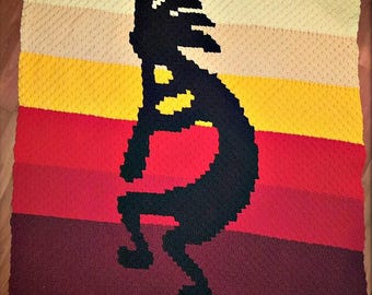 Kokopelli Afghan, C2C Crochet Pattern, Written Row Counts, C2C Graphs, Corner to Corner, Crochet Pattern, C2C Graph