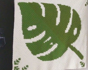 Monstera Leaf Afghan C2C Crochet Pattern, Written Row Counts, C2C Graphs, Corner to Corner, Crochet Pattern, C2C Graph