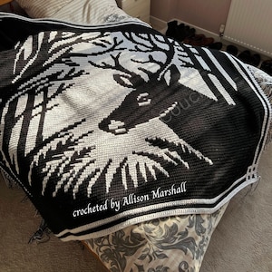 Moonlit Buck Afghan Mosaic Crochet Pattern, Overlay Mosaic