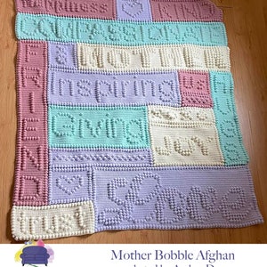 Mother Afghan Bobble Stitch Crochet Pattern, Written Row by Row, Color Counts, Instant Download, Graphgan Pattern, Graphgan
