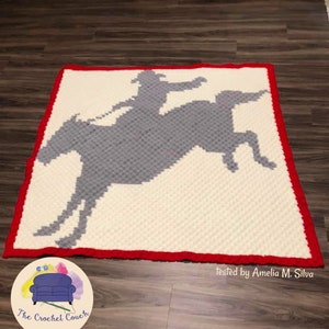 Horse Bucking Silhouette Afghan C2C Crochet Pattern, Written Row by Row, Color Counts, Instant Download, C2C Graph, C2C Pattern, C2C