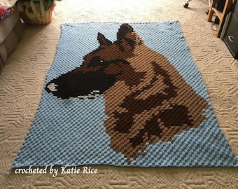 Belgian Malinois C2C Crochet Pattern, Graph and Written Row by Row Included