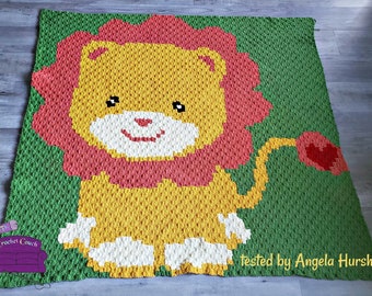 Lion Heart Tail Kids Afghan C2C Crochet Pattern, Written Row by Row, Color Counts, Instant Download, C2C Graph, C2C Pattern, Graphgan