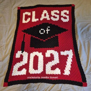 Class of 2027 Afghan C2C Crochet Pattern, Graph and Written Row by Row Included