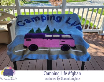 Camping Life SC / TSS Crochet Pattern, Written Row Counts for single crochet and tunisian simple stitch