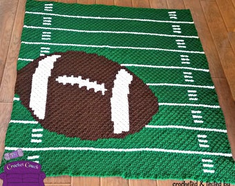 Football in Field Afghan C2C Crochet Pattern, Written Row Counts, C2C Graphs, Corner to Corner, Crochet Pattern, C2C Graph