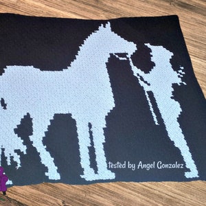 Horse and Rider Silhouette, Afghan C2C Crochet Pattern, Written Row Counts, C2C Graphs, Corner to Corner Crochet Pattern, C2C Graph