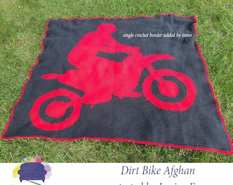 Dirt Bike SC / TSS Crochet Pattern, Written Row Counts for single crochet and tunisian simple stitch