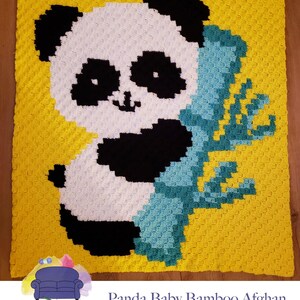 Panda Bamboo Baby Afghan C2C Crochet Pattern, Graph and Written Row by Row Included image 4