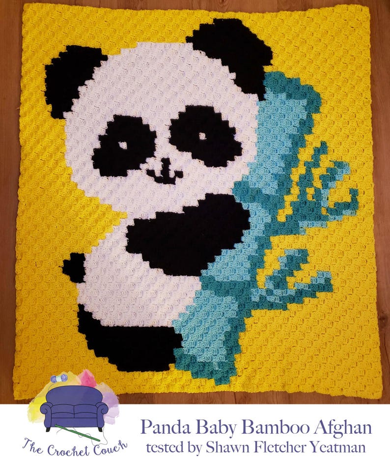 Panda Bamboo Baby Afghan C2C Crochet Pattern, Graph and Written Row by Row Included image 4