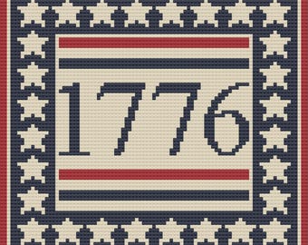 1776 Patriotic Afghan C2C Graphgan Pattern, Written Row by Row, Color Counts, Instant Download, C2C Pattern C2C Crochet Pattern  C2C Graph