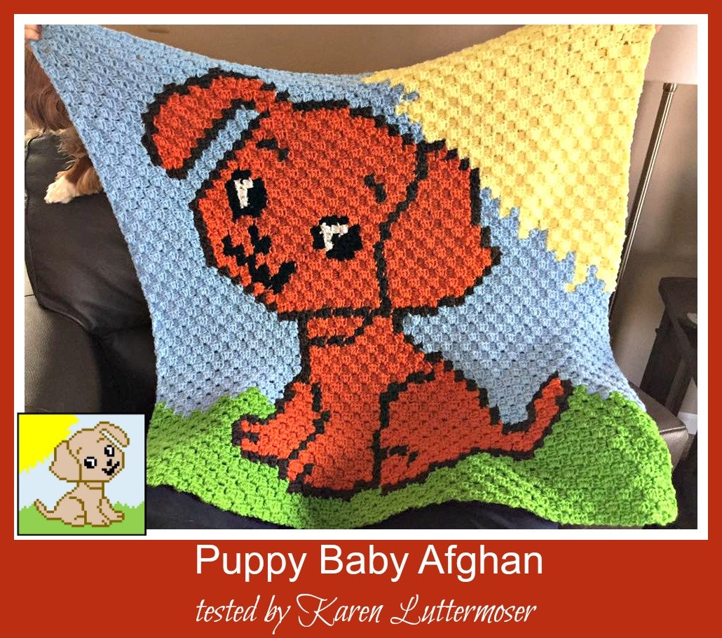 Puppy Baby Afghan, C2C Crochet Pattern, Written Row Counts, C2C Graphs