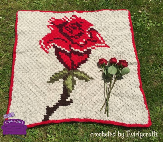 Single Rose Throw C2C Crochet Pattern Written Row by Row | Etsy