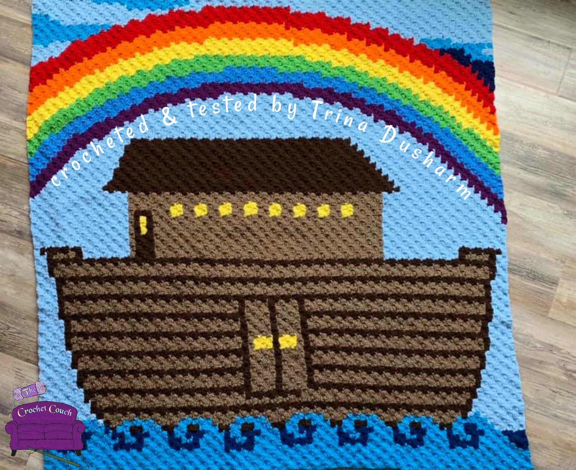 Noah’s Ark Kids Afghan, C2C Crochet Pattern, Written Row by Row, Color