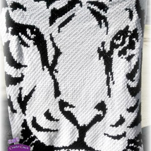 Tiger Afghan Black and White, C2C Crochet Pattern, Written Row by Row, Color Counts, Instant Download, C2C Graph, C2C Pattern, Graphgan
