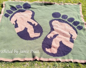 Big Foot Afghan SC / TSS Crochet Pattern, Written Row Counts, sc tss Graphs, Crochet Pattern