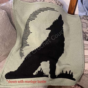 Wolf Howling Baby Afghan, Overlay Mosaic Crochet Pattern, Graph and Written Row by Row Included