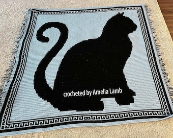 Whiskers of Bastet Cat Afghan, Overlay Mosaic Crochet Pattern