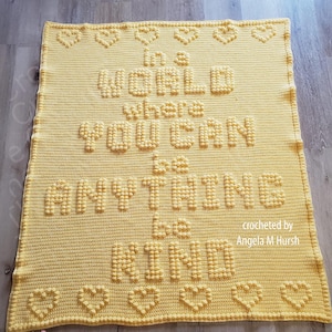 Be Kind Afghan, Bobble Crochet Pattern, Graph and Written Row by Row Included