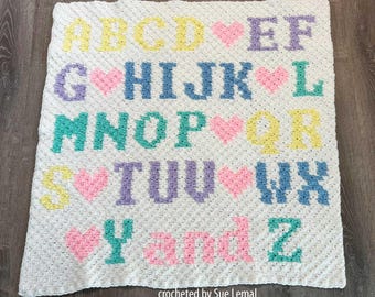 ABC Baby Afghan Crochet Pattern: C2C Graphgan