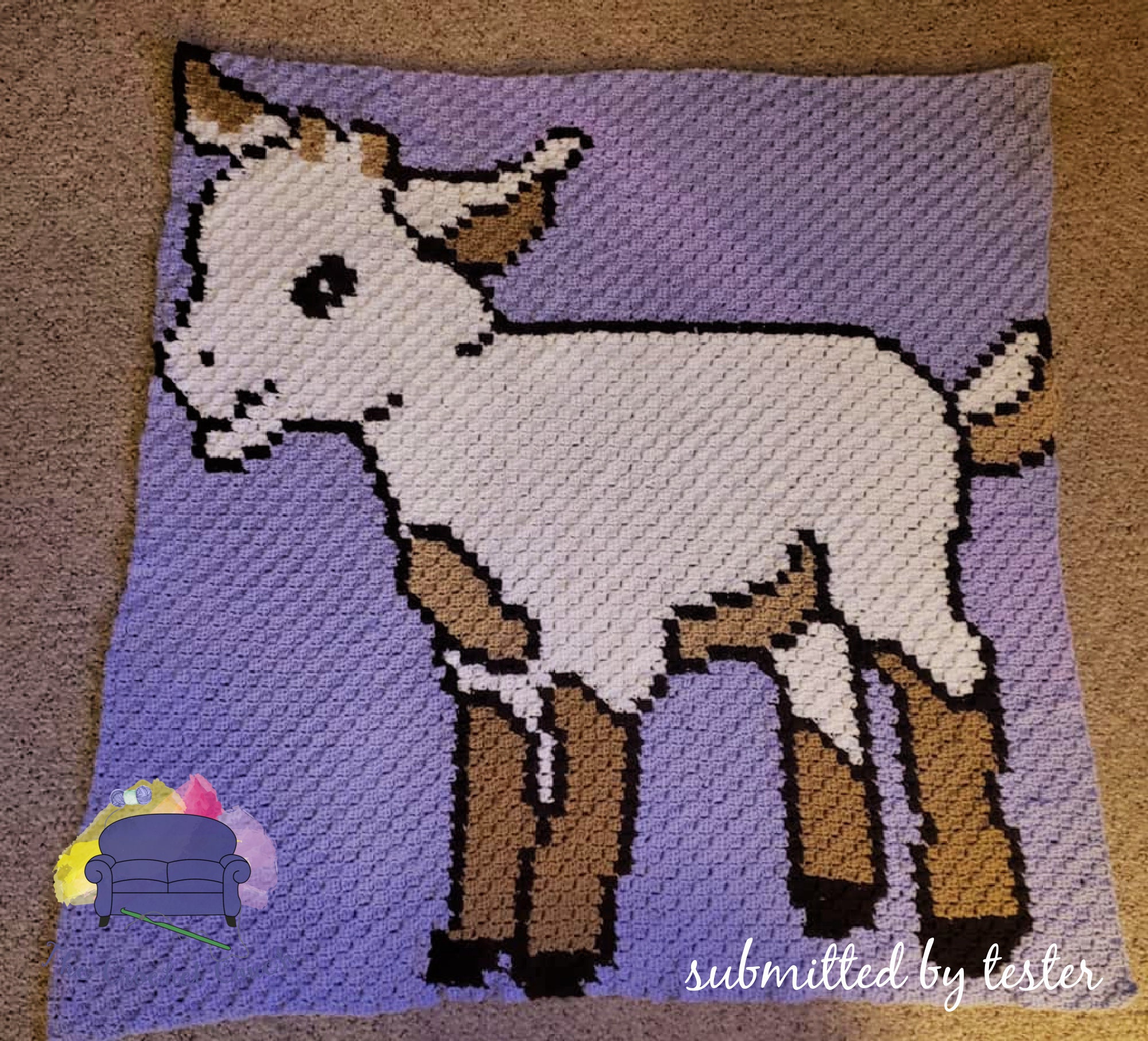 Kid Afghan Baby Goat Afghan C2C Crochet Pattern, Written Row by Row, Color Counts, Instant