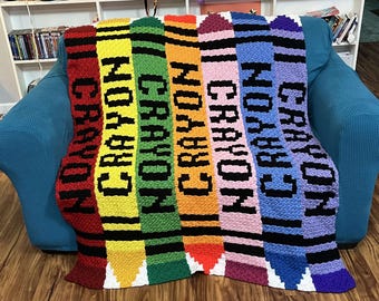 Crayon Afghan C2C Crochet Pattern, Written Row Counts, C2C Graphs, Corner to Corner, Crochet Pattern, C2C Graph