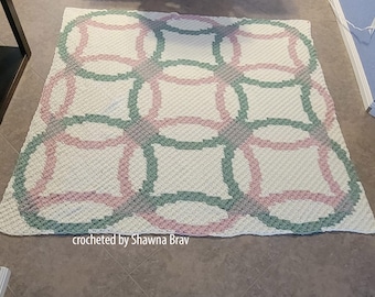 Wedding Ring Afghan Pattern – Timeless Interlocking Design with a Modern Crochet Twist C2C Crochet Pattern, Written Row Counts, C2C Graphs