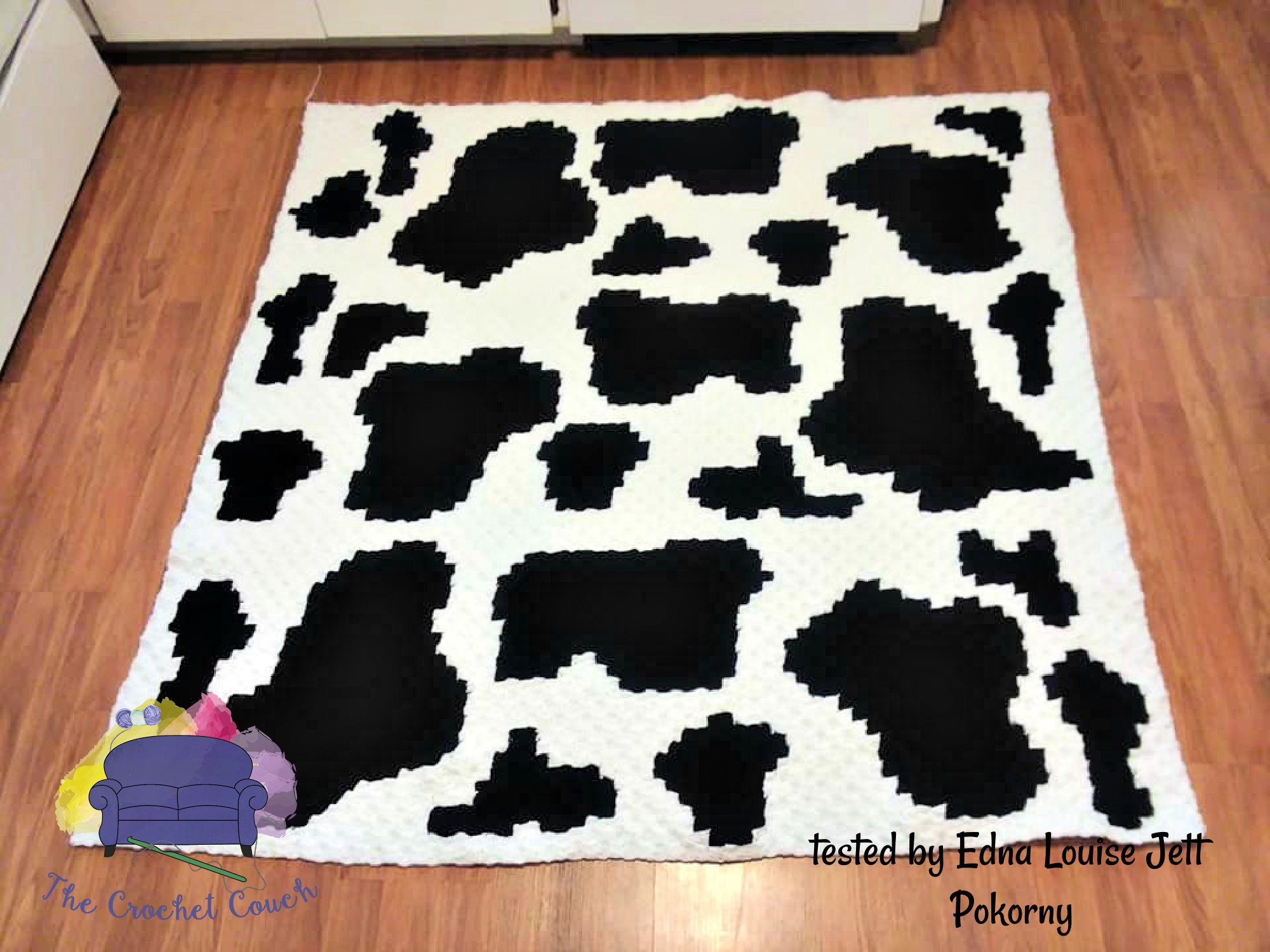 Cow print crochet blanket sale
