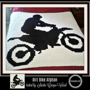 Dirt Bike Afghan C2C Crochet Pattern, Graph and Written Row by Row Included