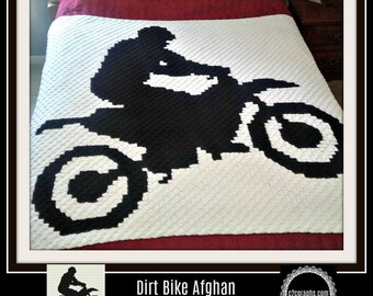 Dirt Bike Afghan C2C Crochet Pattern, Graph and Written Row by Row Included