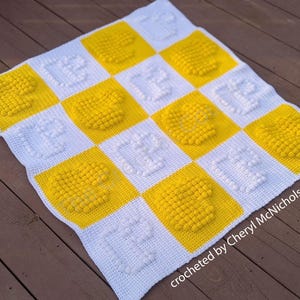 Ducky Baby Afghan, Bobble Crochet Pattern, Graph and Written Row by Row Included
