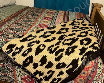 Leopard Print Afghan Mosaic Crochet Pattern, Written Row by Row,  Instant Download, Overlay Mosaic,  Crochet Pattern, Crochet Couch