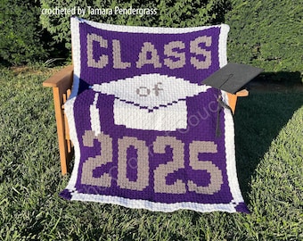 Class of 2025 Afghan C2C Crochet Pattern, Written Row Counts, C2C Graphs, Corner to Corner, Crochet Pattern, C2C Graph