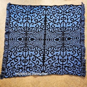 Tangled Tiles Afghan, Overlay Mosaic Crochet Pattern, Graph and Written Row by Row Included