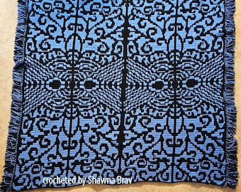 Tangled Tiles Afghan, Overlay Mosaic Crochet Pattern, Graph and Written Row by Row Included