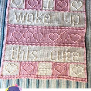 I Woke Up This Cute Afghan, Bobble Crochet Pattern, Graph and Written Row by Row Included