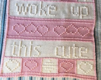 I Woke Up This Cute Afghan, Bobble Crochet Pattern, Graph and Written Row by Row Included