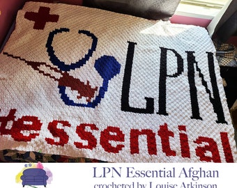 LPN Essential Afghan, C2C Crochet Pattern, Written Row by Row, Color Counts, Instant Download, C2C Graph, C2C Pattern, C2C Crochet, Graphgan