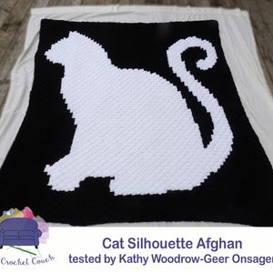 Cat Silhouette Afghan C2C Crochet Pattern, Graph and Written Row by Row Included