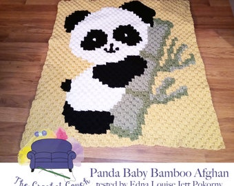 Panda Baby Bamboo Afghan C2C Crochet Pattern, Written Row by Row, Color Counts, Instant Download, C2C Graph, C2C Pattern, C2C Crochet