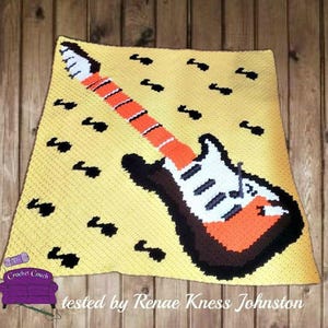 Guitar Notes Afghan C2C Crochet Pattern, Graph and Written Row by Row Included