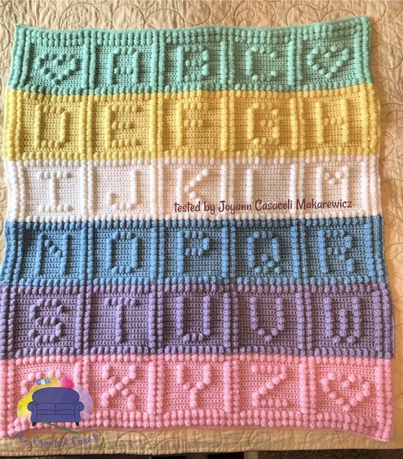 Download Alphabet Baby Afghan Bobble Stitch Crochet Pattern Written | Etsy