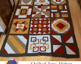 Quilt of Ages Afghan C2C Crochet Pattern, Written Row Counts, C2C Graphs, Corner to Corner, Crochet Pattern, C2C Graph