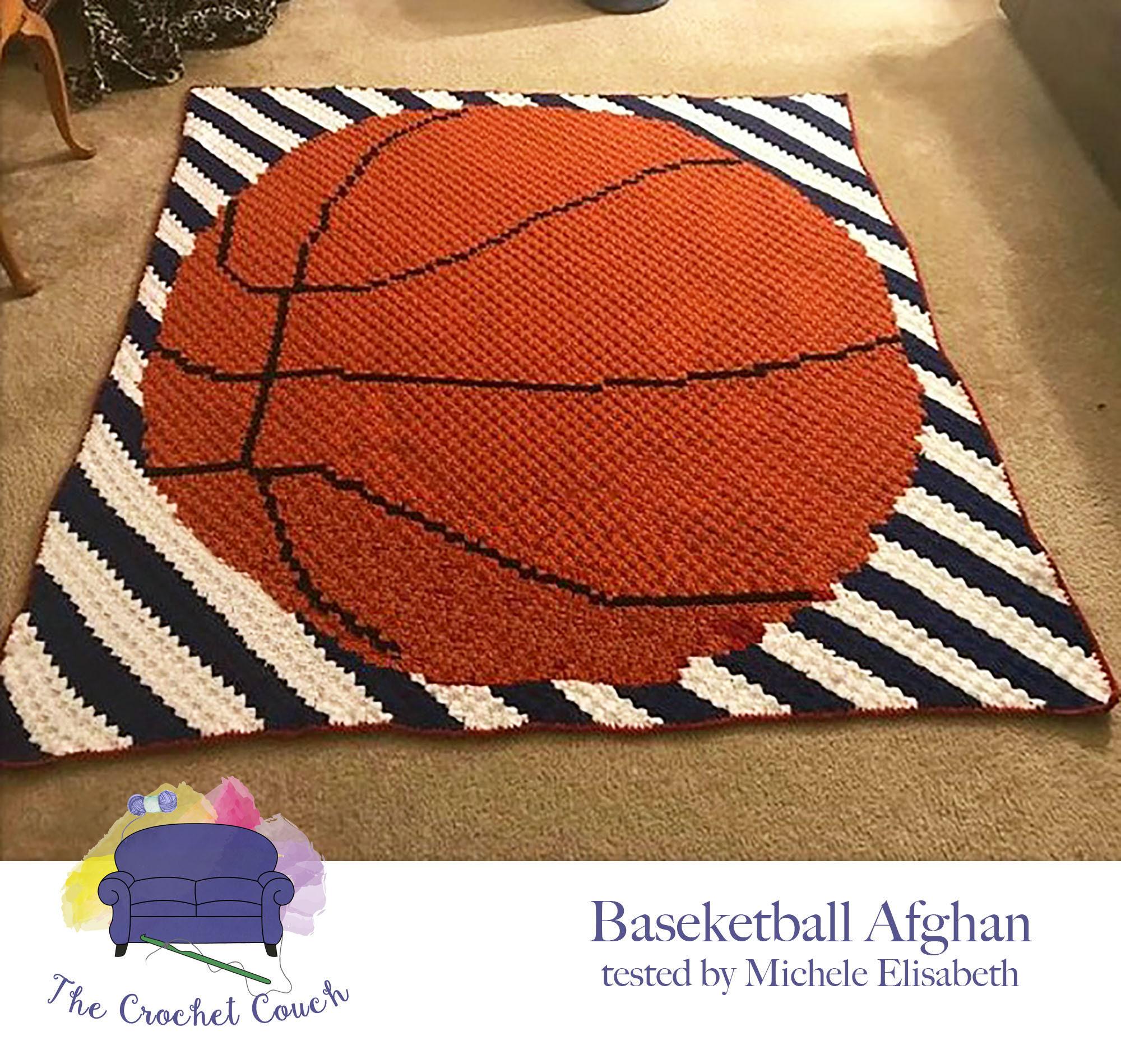 34 Basketball Crochet Patterns for Fans, Gifts, and Game-Day Decor 9 Basketball Stripes Afghan C2C Crochet