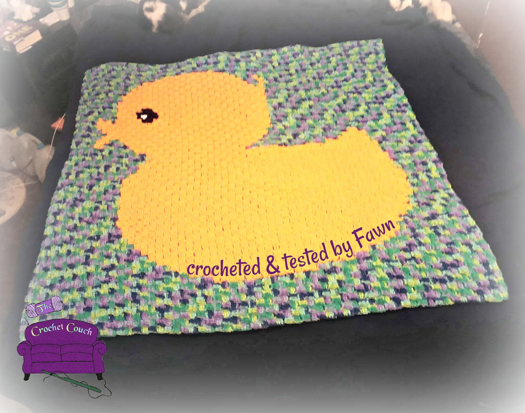 Rubber Duck Baby Blanket C2C Crochet Pattern, Written Row Counts, C2C