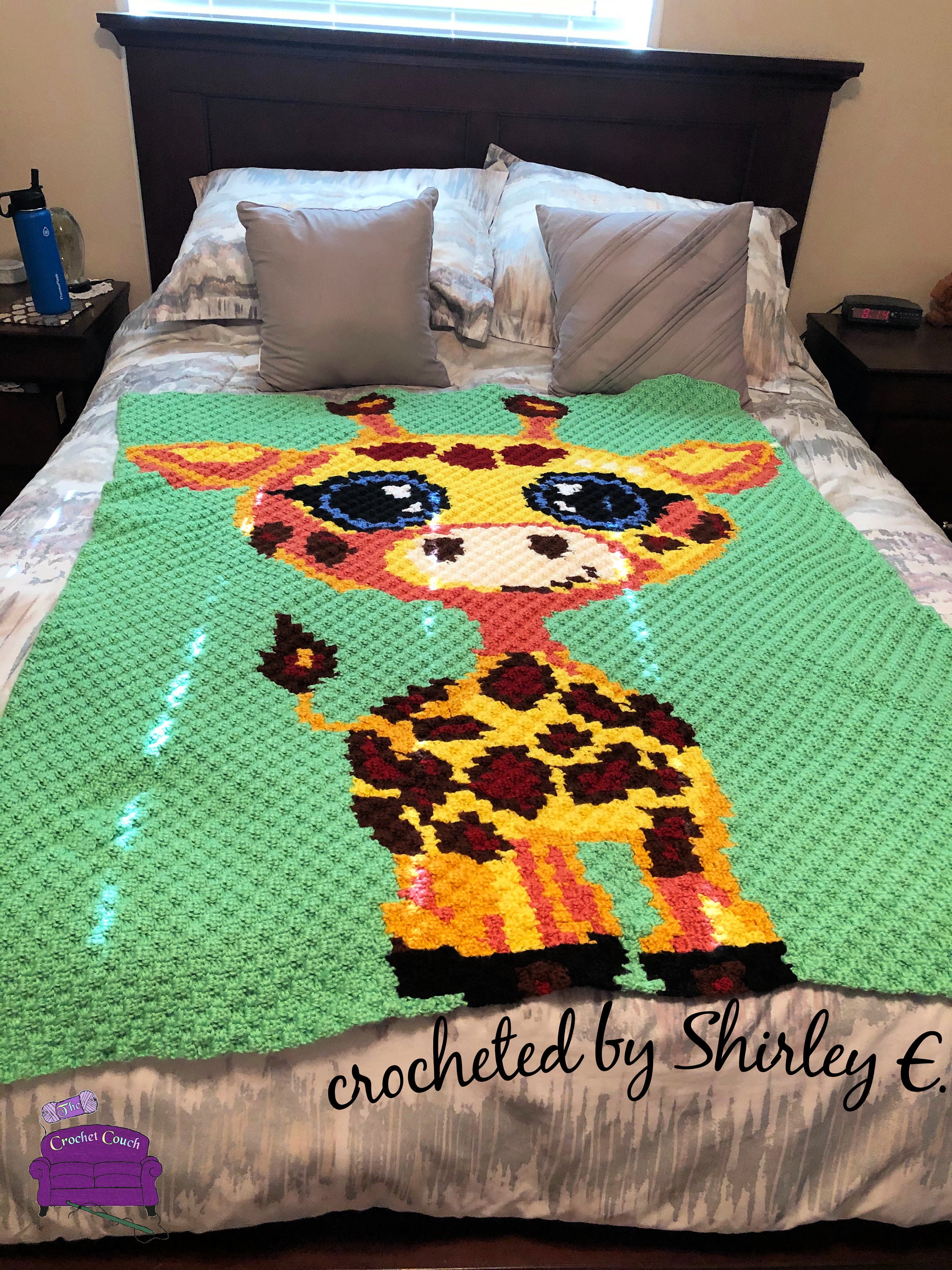 Baby Giraffe Afghan, C2C Crochet Pattern, Written Row Counts, C2C