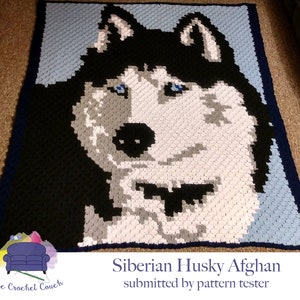 Siberian Husky Afghan C2C Crochet Pattern, Written Row Counts, C2C Graphs, Corner to Corner, Crochet Pattern, C2C Graph