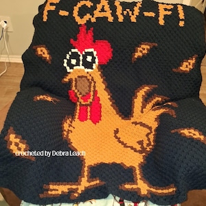 Funny Rooster Afghan C2C Crochet Pattern, Graph and Written Row by Row Included