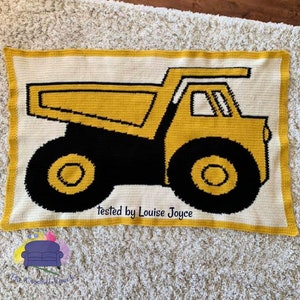 Dump Truck Afghan SC / TSS Crochet Pattern, Written Row Counts for single crochet and tunisian simple stitch